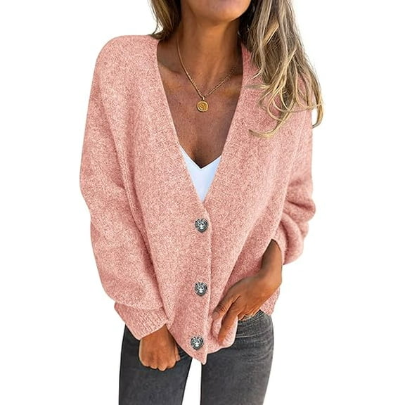 PRETTYGARDEN Cardigan Sweaters for Women Trendy Fall Long Sleeve Button Down Oversized Chunky Knit Sweater Outerwear