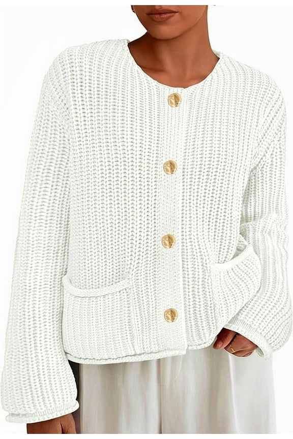 Cardigan Sweaters for Women Trendy Oversized Knit Chunky Button Cardigans Fall Winter Outfits with Pockets