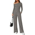 thumbnail image 1 of PRETTYGARDEN Casual Two Piece Sets for Women Fall Outfits Asymmetrical Off Shoulder Tops Wide Leg Pants Knit Lounge Set, 1 of 7