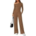 thumbnail image 1 of PRETTYGARDEN Casual Two Piece Sets for Women Fall Outfits Asymmetrical Off Shoulder Tops Wide Leg Pants Knit Lounge Set, 1 of 7