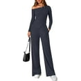 thumbnail image 1 of PRETTYGARDEN Casual Two Piece Sets for Women Fall Outfits Asymmetrical Off Shoulder Tops Wide Leg Pants Knit Lounge Set, 1 of 7