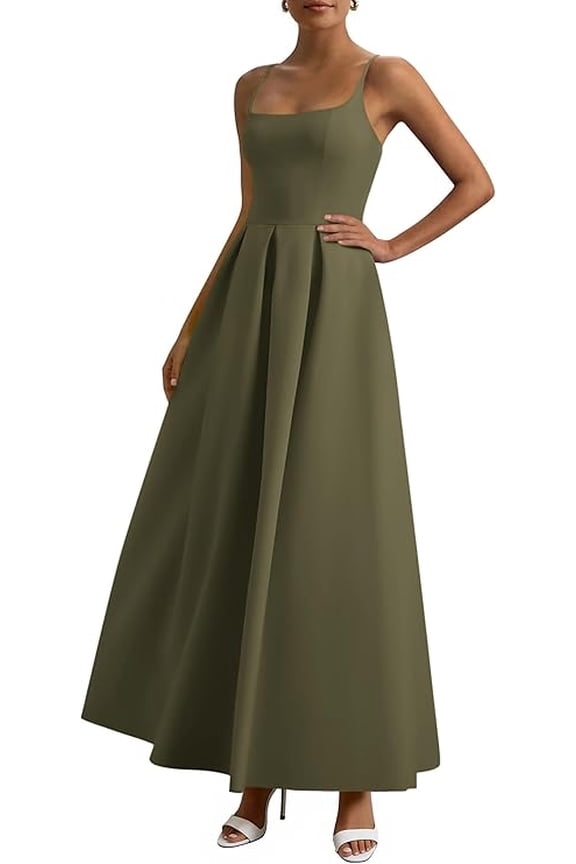 Cocktail Dresses for Women Spring Elegant Ruffle A Line Long Flowy Summer Formal Wedding Guest Maxi Dress