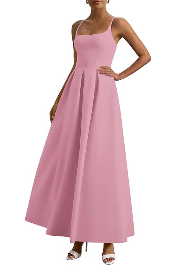 Cocktail Dresses for Women Spring Elegant Ruffle A Line Long Flowy Summer Formal Wedding Guest Maxi Dress