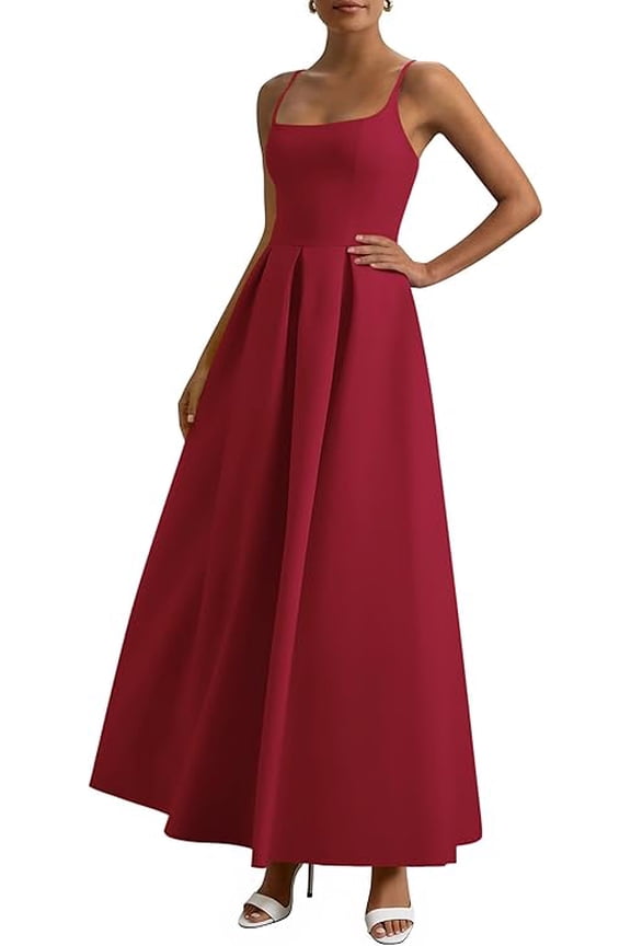 Cocktail Dresses for Women Spring Elegant Ruffle A Line Long Flowy Summer Formal Wedding Guest Maxi Dress