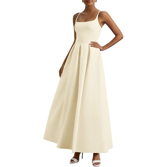PRETTYGARDEN Cocktail Dresses for Women Spring Elegant Ruffle A Line Long Flowy Summer Formal Wedding Guest Maxi Dress