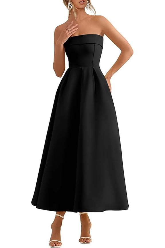 Cocktail Dresses for Women Summer Formal Elegant Tube Top Strapless Spring Wedding Guest Party Midi Dress