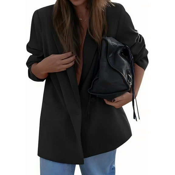 PRETTYGARDEN Fall Blazers for Women Business Casual Long Sleeve Lapel Pockets Dressy Suit Jackets Work Office Clothes