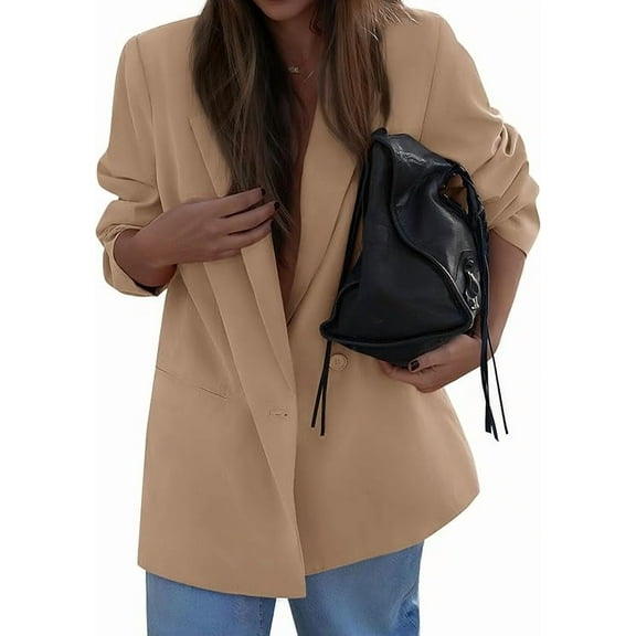 PRETTYGARDEN Fall Blazers for Women Business Casual Long Sleeve Lapel Pockets Dressy Suit Jackets Work Office Clothes