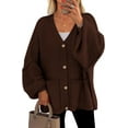 thumbnail image 1 of PRETTYGARDEN Fall Chunky Cardigan Sweaters for Women Button Long Lantern Sleeve Knit Oversized Sweater Coats with Pocket, 1 of 10