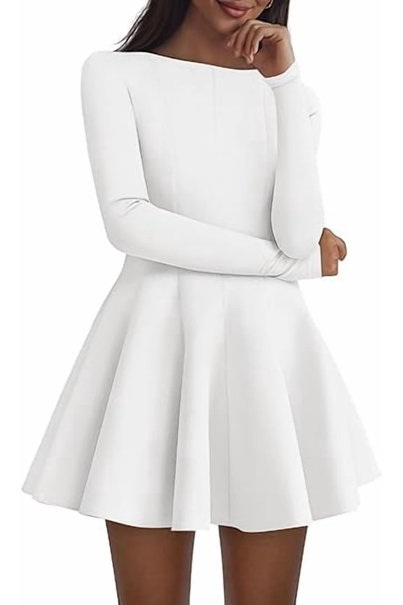 Fall Cocktail Dresses for Women Elegant Classy Wedding Guest Long Sleeve Homecoming Party A Line Mini Dress