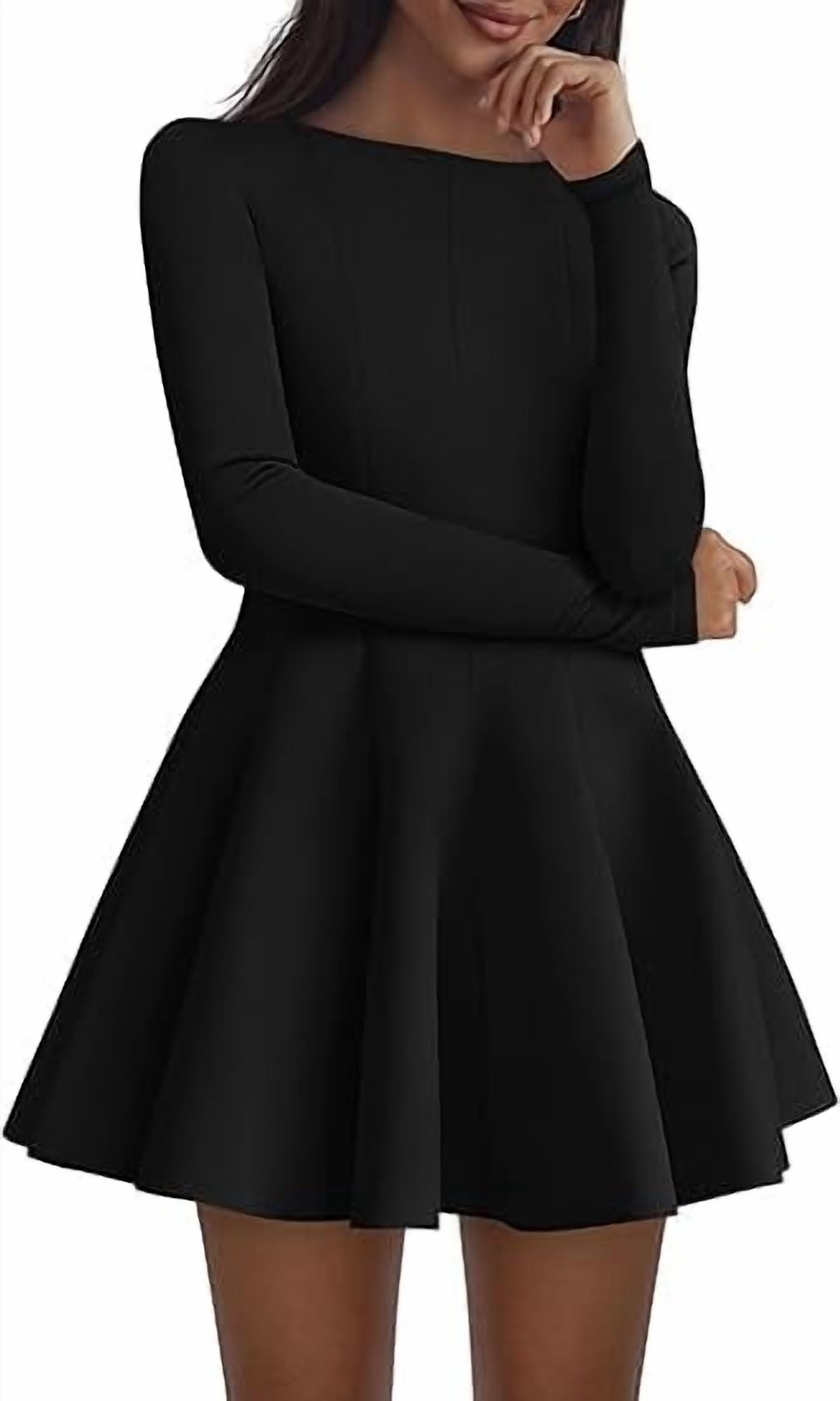 Prettygarden Fall Cocktail Dresses for Women Elegant Classy Wedding Guest Long Sleeve Homecoming Party A Line Mini Dress, Women's, Size: Medium, Black