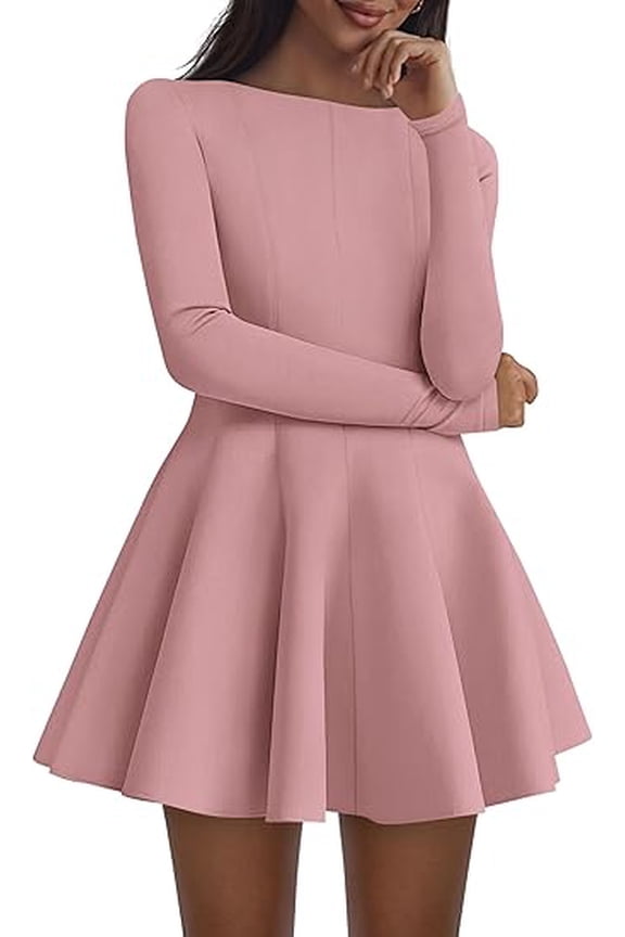 Fall Cocktail Dresses for Women Elegant Classy Wedding Guest Long Sleeve Homecoming Party A Line Mini Dress