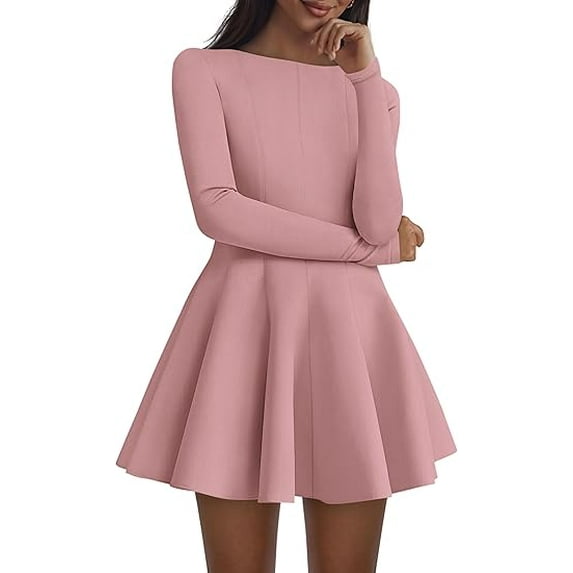 PRETTYGARDEN Fall Cocktail Dresses for Women Elegant Classy Wedding Guest Long Sleeve Homecoming Party A Line Mini Dress