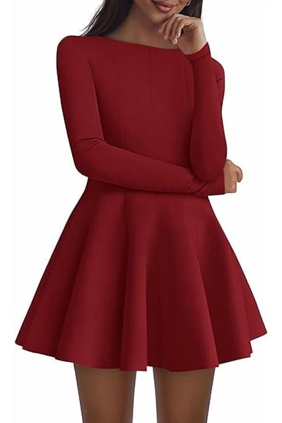 Fall Cocktail Dresses for Women Elegant Classy Wedding Guest Long Sleeve Homecoming Party A Line Mini Dress