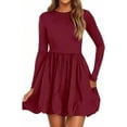 thumbnail image 1 of PRETTYGARDEN Fall Dresses for Women Casual Long Sleeve Bubble Cute Crew Neck A Line Mini Short Dress with Pockets, 1 of 7