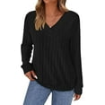 thumbnail image 1 of PRETTYGARDEN Fall Fashion Long Sleeve Shirts for Women Ribbed Knit V Neck Dressy Casual Lightweight Sweaters Tunic Tops, 1 of 9