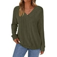 thumbnail image 1 of PRETTYGARDEN Fall Fashion Long Sleeve Shirts for Women Ribbed Knit V Neck Dressy Casual Lightweight Sweaters Tunic Tops, 1 of 9