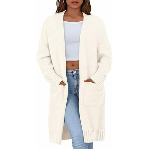 Fall Long Sleeve Cardigan Sweaters for Women Trendy Winter Open Front Loose Knitted Cardigans with Pockets