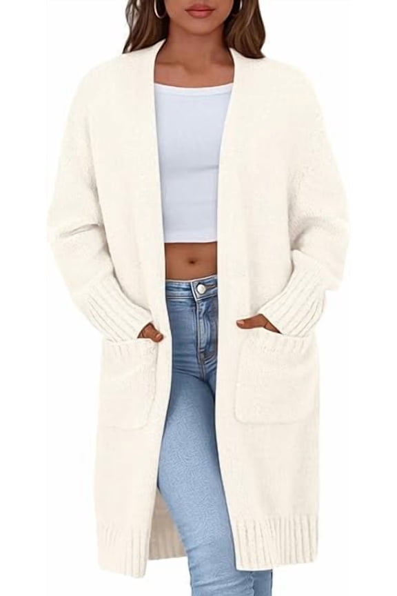 Fall Long Sleeve Cardigan Sweaters for Women Trendy Winter Open Front Loose Knitted Cardigans with Pockets
