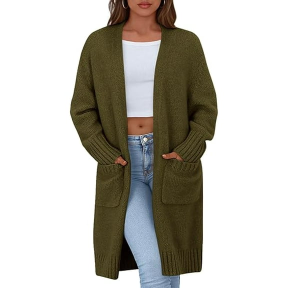 PRETTYGARDEN Fall Long Sleeve Cardigan Sweaters for Women Trendy Winter Open Front Loose Knitted Cardigans with Pockets