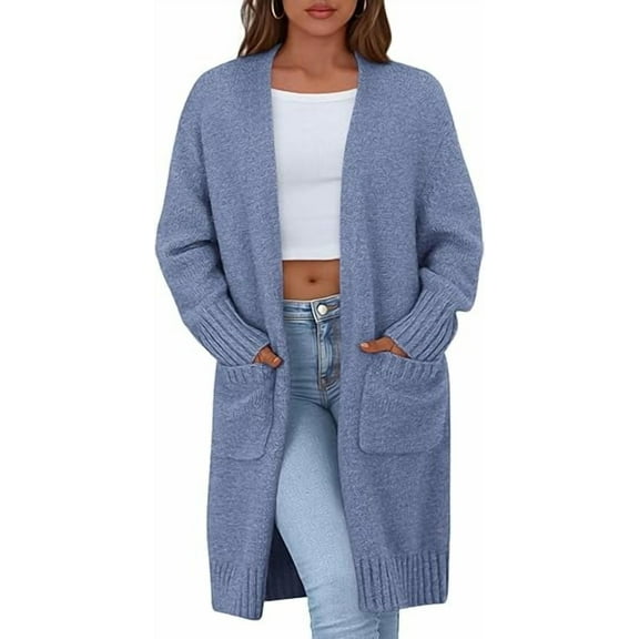 PRETTYGARDEN Fall Long Sleeve Cardigan Sweaters for Women Trendy Winter Open Front Loose Knitted Cardigans with Pockets