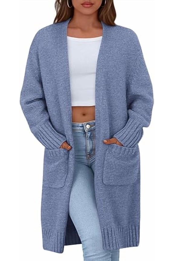 Fall Long Sleeve Cardigan Sweaters for Women Trendy Winter Open Front Loose Knitted Cardigans with Pockets