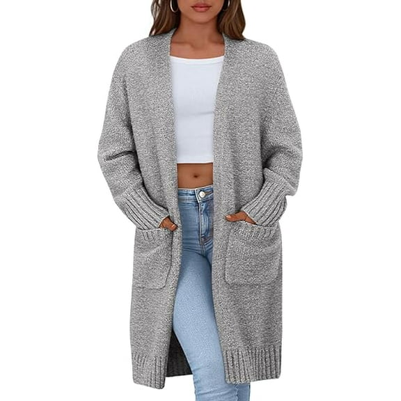 PRETTYGARDEN Fall Long Sleeve Cardigan Sweaters for Women Trendy Winter Open Front Loose Knitted Cardigans with Pockets
