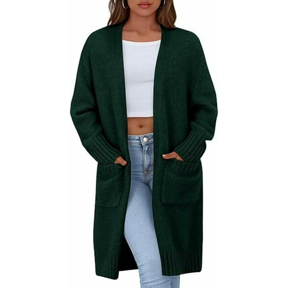 PRETTYGARDEN Fall Long Sleeve Cardigan Sweaters for Women Trendy Winter Open Front Loose Knitted Cardigans with Pockets