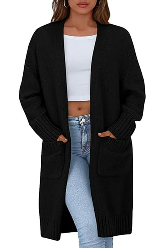 Fall Long Sleeve Cardigan Sweaters for Women Trendy Winter Open Front Loose Knitted Cardigans with Pockets