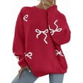 thumbnail image 1 of PRETTYGARDEN Fall Long Sleeve Pullover Sweaters for Women Trendy Crewneck Casual Cute Bow Chunky Knit Oversized Sweater, 1 of 9