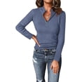 thumbnail image 1 of PRETTYGARDEN Fall Quarter Zip Pullover Sweaters for Women Long Sleeve Collared Fitted Ribbed Knit Tops, 1 of 8