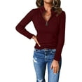 thumbnail image 1 of PRETTYGARDEN Fall Quarter Zip Pullover Sweaters for Women Long Sleeve Collared Fitted Ribbed Knit Tops, 1 of 8