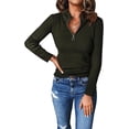 thumbnail image 1 of PRETTYGARDEN Fall Quarter Zip Pullover Sweaters for Women Long Sleeve Collared Fitted Ribbed Knit Tops, 1 of 8