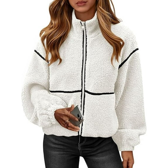 PRETTYGARDEN Fleece Jacket Women Sherpa Oversized Zip Up Fall Jackets Winter Coats Faux Fur Warm Outwear Fashion Clothing