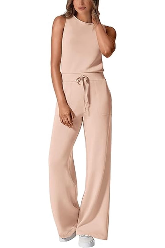 Jumpsuits for Women Casual Summer Sleeveless Wide Leg Pants Rompers One Piece Beach Vacation Spring Outfits