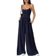 thumbnail image 1 of PRETTYGARDEN Jumpsuits for Women Sleeveless Strap Wide Leg Date Night Rompers Beach Vacation One Piece Summer Outfits, 1 of 9