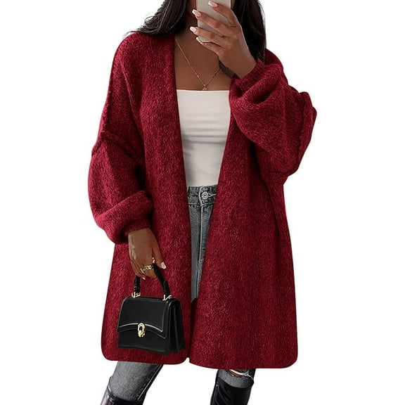 PRETTYGARDEN Long Cardigan Sweaters for Women Trendy Fall Oversized Knit Sweater Jacket Coats Winter Fashion Clothing