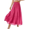 thumbnail image 1 of PRETTYGARDEN Long Skirts for Women Summer Vacation Outfits Spring Chiffon Elastic Waist Flowy A-Line Pleated Midi Skirt, 1 of 10
