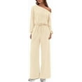 thumbnail image 1 of PRETTYGARDEN Long Sleeve Jumpsuit For Women Dressy Off Shoulder One Piece Loose Wide Leg Jumpsuits Casual Flowy Romper, 1 of 8