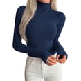 thumbnail image 1 of PRETTYGARDEN Long Sleeve Shirts for Women Fall Clothes | Soft Brushed Ribbed Knit Pullover, Mock Neck Lightweight Sweater, Comfy Underscrubs, Basic Casual Winter Layering Tops, 1 of 8