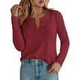 thumbnail image 1 of PRETTYGARDEN Long Sleeve Shirts for Women Fall V Neck Waffle Basic Tee Dressy Casual Winter Blouses Knit Tunic Tops, 1 of 7