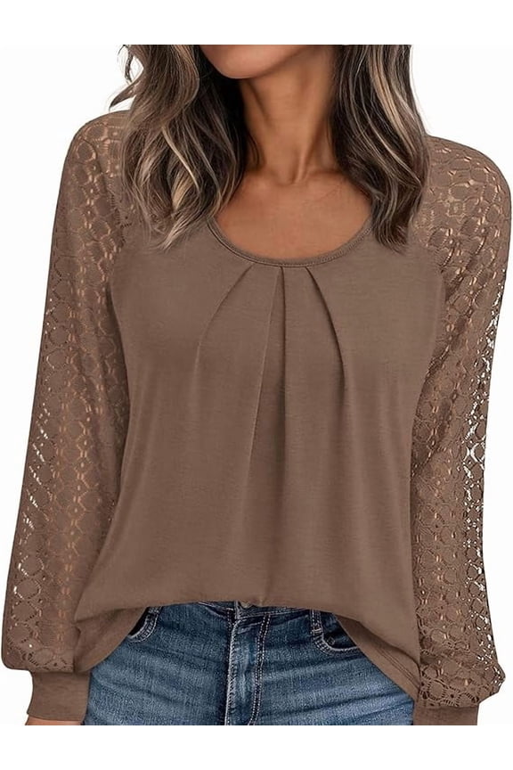 Long Sleeve Shirts for Women Trendy Lace Tops Dressy Casual Blouses Fall Outfits Fashion Clothing