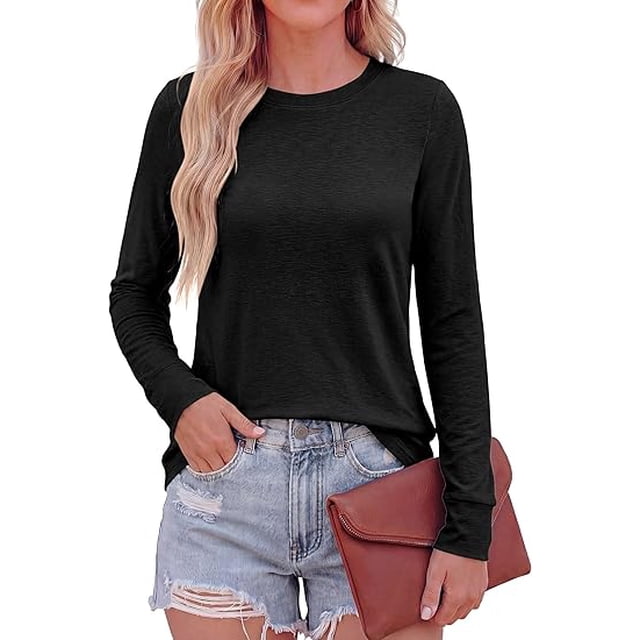PRETTYGARDEN Long Sleeve Tshirts Shirts for Women Clothing Fall Fashion ...