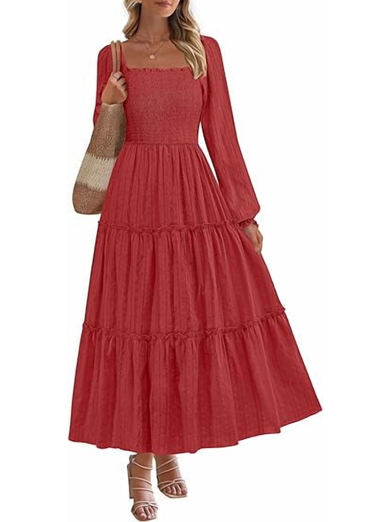 chinese dress ladies Pohullan Long Sleeve Floral Dress Dresses Plus Size Women Beach Party Garden  Maxi Dress Color Flower XXXL at Amazon Women's Clothing store main image 1