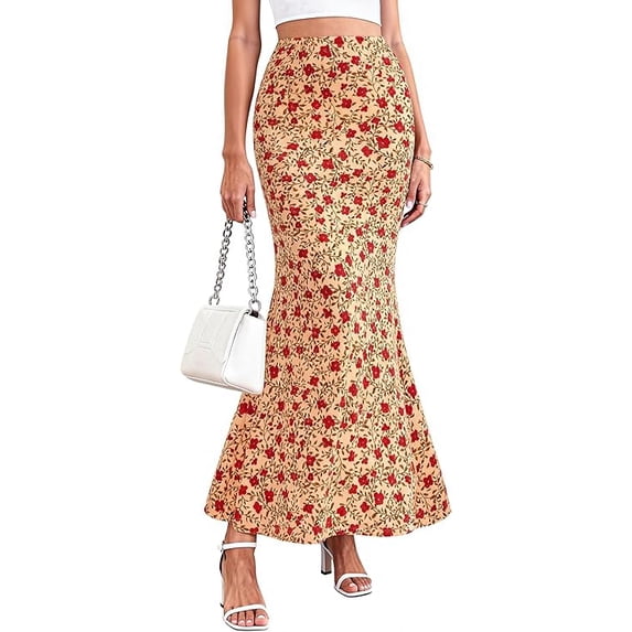 PRETTYGARDEN Maxi Skirts for Women Summer Flowy High Waisted Polka Dot Mermaid Office Work Spring Fashion Long Skirt