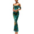 thumbnail image 1 of PRETTYGARDEN Women's Floral Maxi Dress 2025 Summer Off Shoulder Mesh Elegant Cocktail Party Ruched Bodycon Dresses, 1 of 7