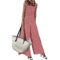 thumbnail image 1 of PRETTYGARDEN One Piece Jumpsuits for Women Summer Sleeveless Smocked Gingham Wide Leg Date Night Rompers Spring Outfits, 1 of 10