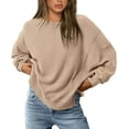 thumbnail image 1 of PRETTYGARDEN Oversized Sweatshirt for Women Fashion Crewneck Long Sleeve Pullover Waffle Knit Tops Fall Trendy Clothes, 1 of 9