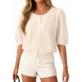 thumbnail image 1 of PRETTYGARDEN Puff Short Sleeve Cardigans for Women Lightweight Summer Shirts Button Up Knit Sweater Tops Spring Clothes, 1 of 10