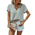 thumbnail image 1 of PRETTYGARDEN Short Sleeve Blouses for Women Summer Western Chiffon Shirts Dressy Casual Pearl Tops, 1 of 6